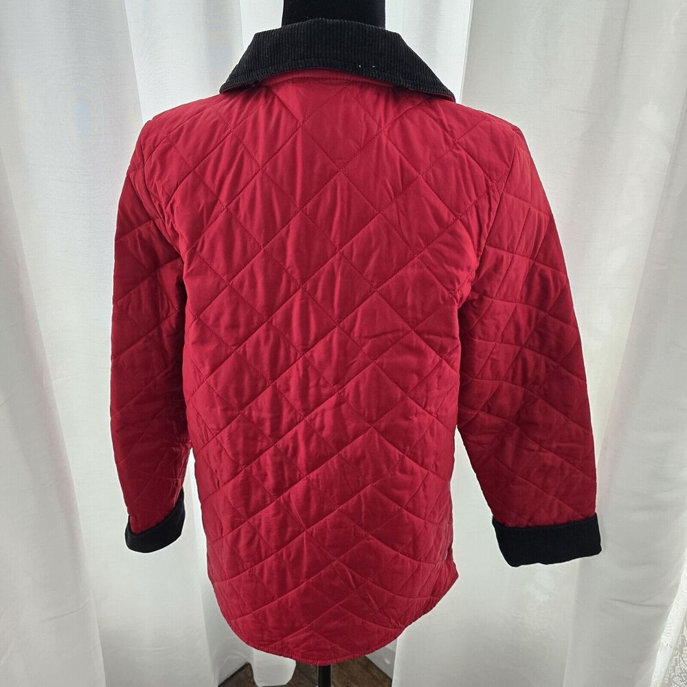 Barbour Red Quilted Jacket with Black Collar - Picture 8 of 13